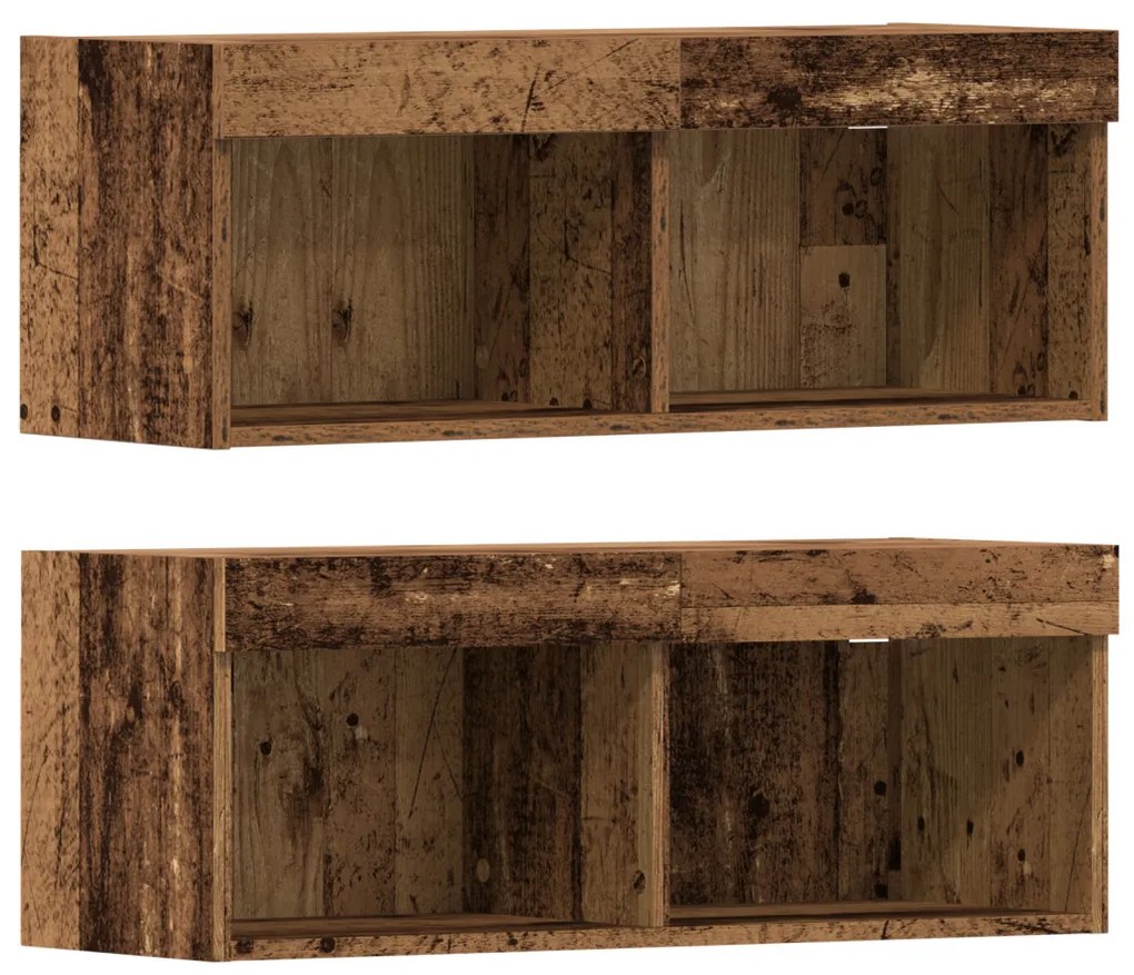 TV szekrény LED lámpákkal Megkopott fa 40.5x30x102 cm