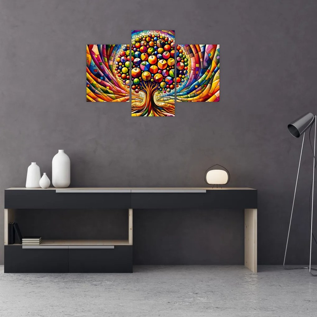 Kép – Színes fa almákkal (90x60 cm)