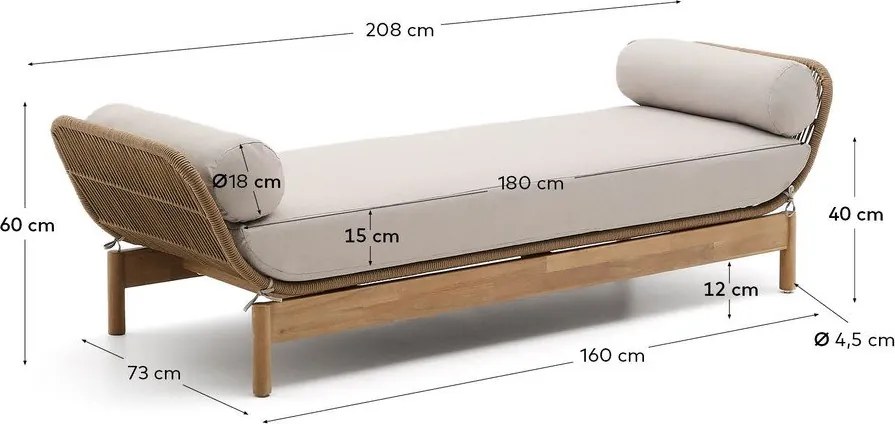 Natúr színű akácfa kerti kanapé Catalina – Kave Home