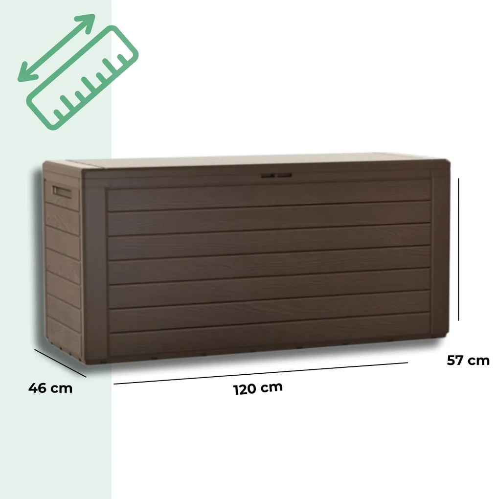 Prosperplast WOODEBOX tárolódoboz, 280l, 120x46x57cm, sötétbarna