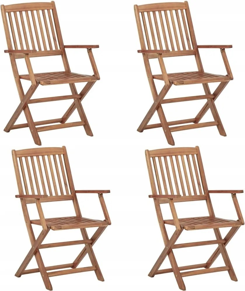 Kerti Szék, összecsukható, 4 db, tömörfa, barna