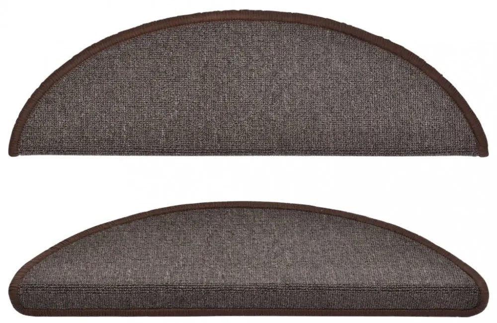 15 db lépcsőszőnyeg 56 x 17 x 3 cm kávébarna félkör alakú lépcsőszőnyeg