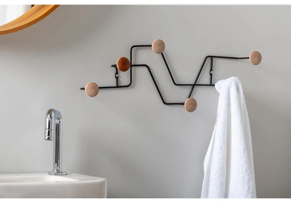 Fekete fém fali fogas Zig Zag – PT LIVING