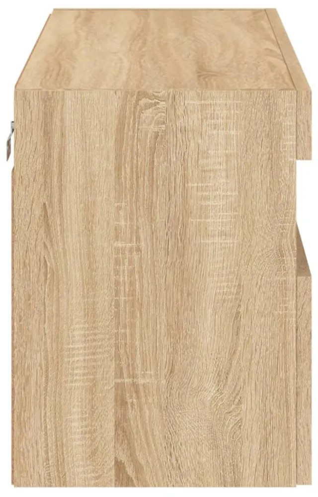 sonoma tölgy színű fali TV-szekrény LED-ekkel 80x30x40 cm