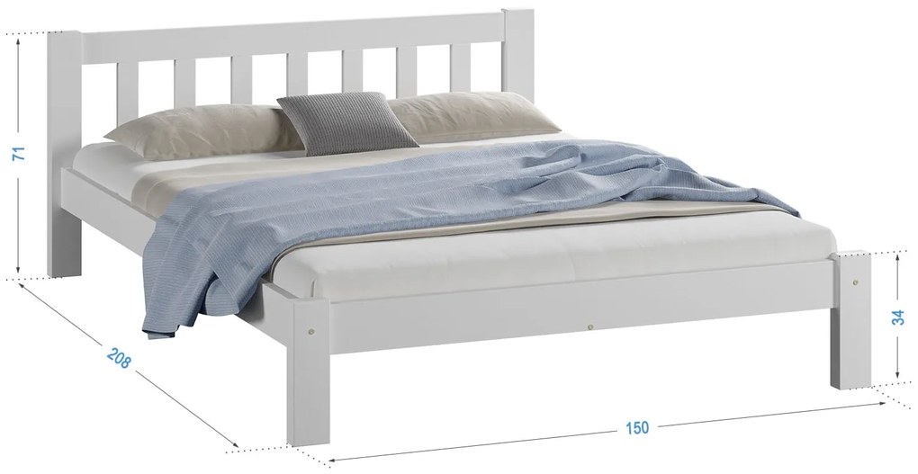 Fenyő ágy 140x200 Alena fehér
