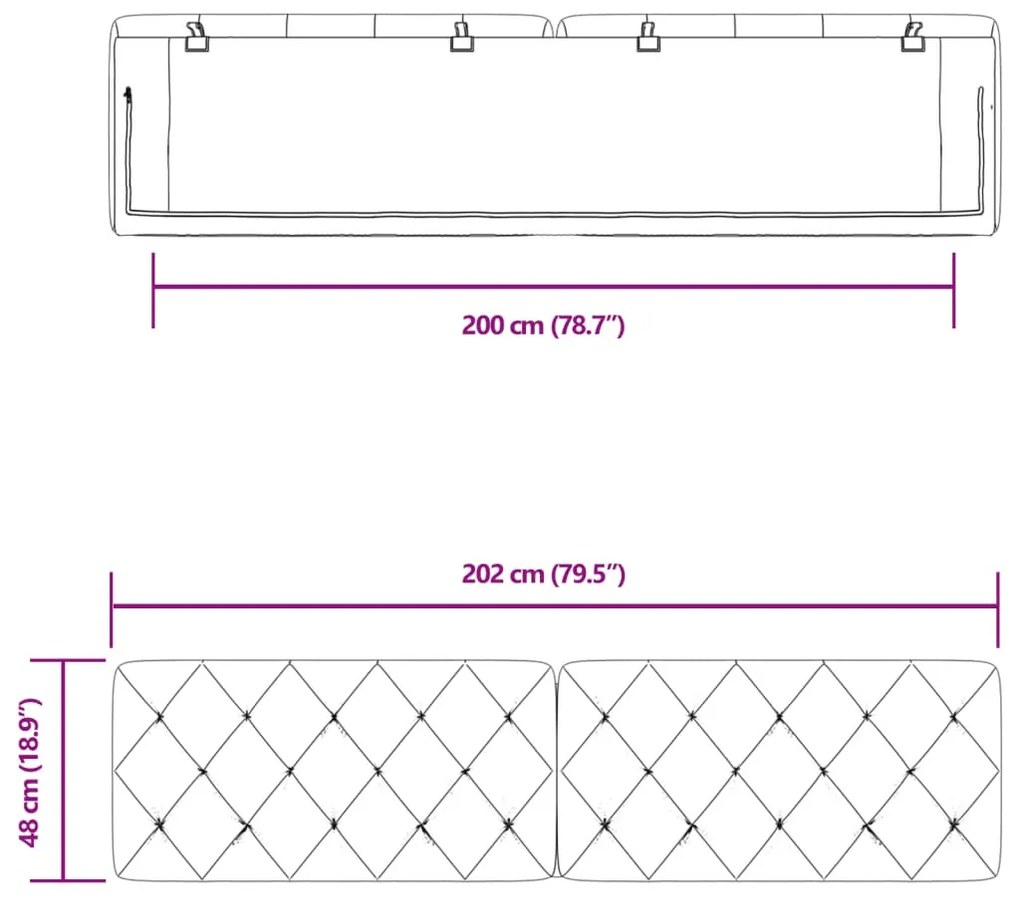 fekete bársony fejtámla párna 200 cm