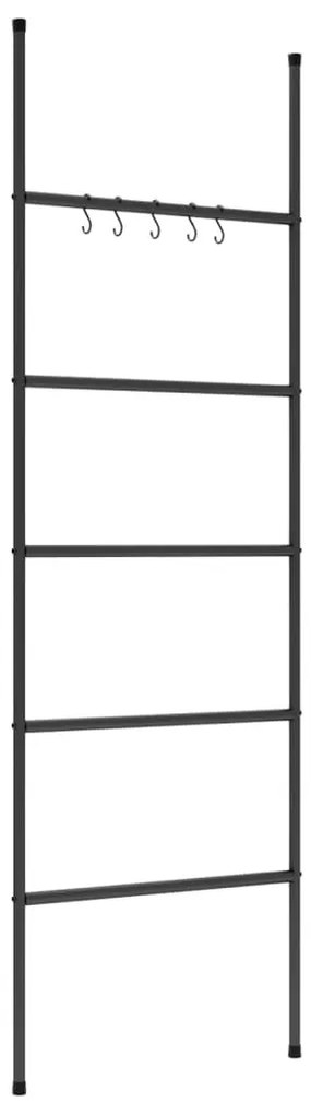 5 szintes fekete vas törölközőtartó létra 58 x 175 cm