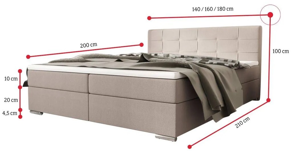 SARINA 3 kárpitozott ágy, 180x200, cosmic 16