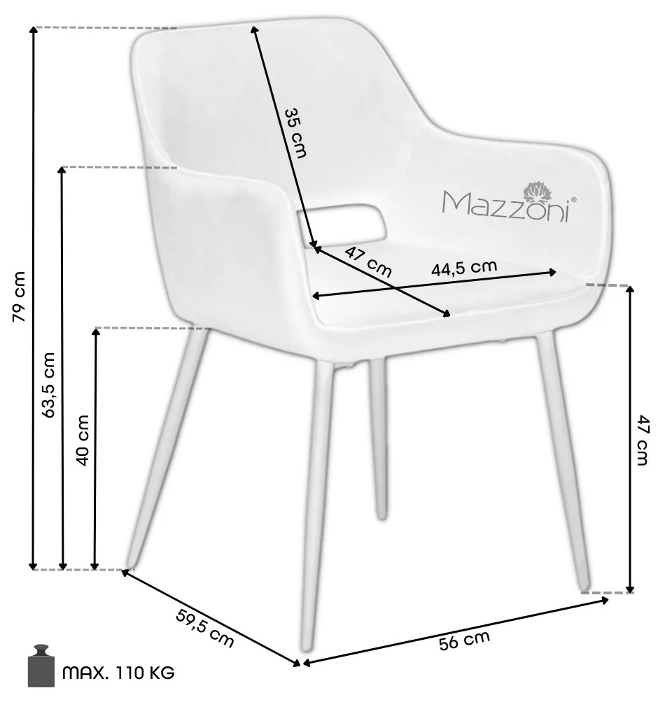 MAZZONI EXPORT LORA Szürke (Dublin 40 szövet) - MODERN KARFÁS SZÉK