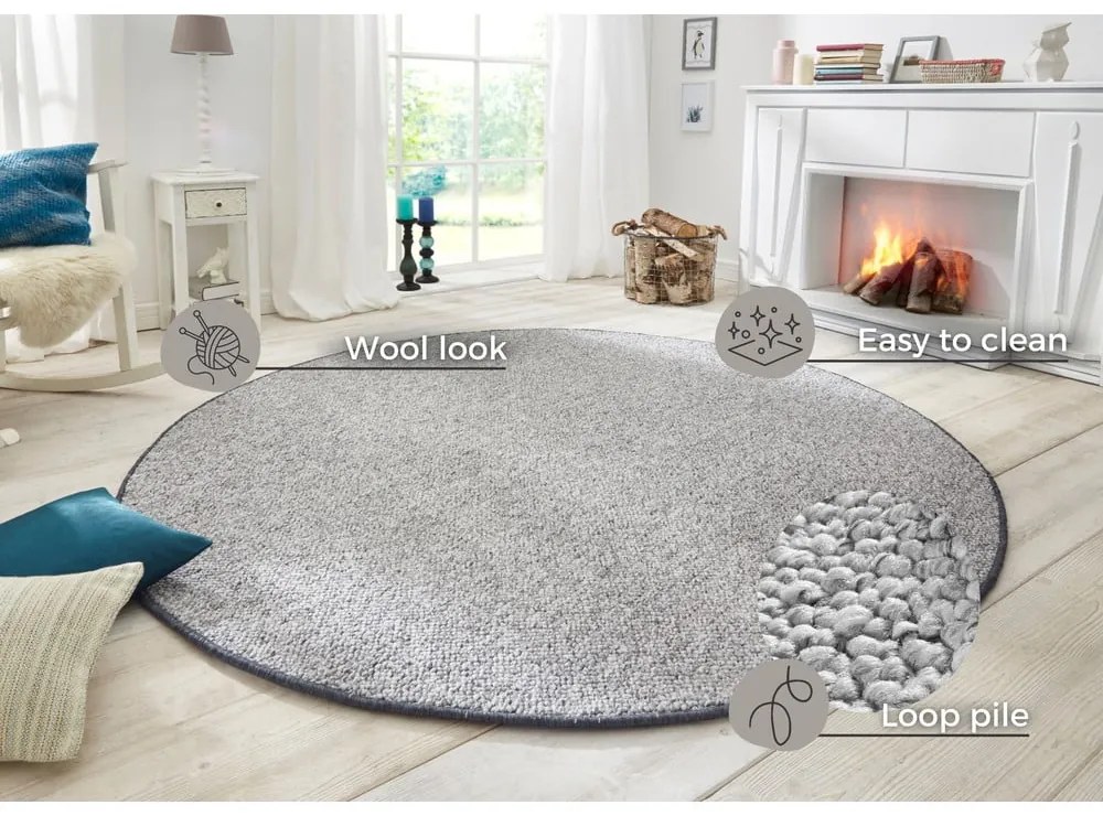Szürke kerek szőnyeg ø 200 cm Wolly – BT Carpet