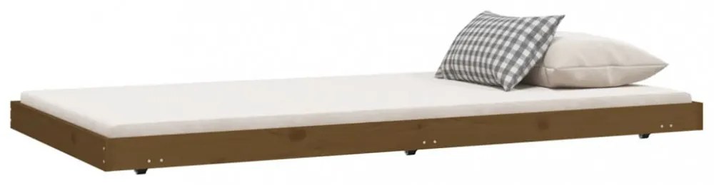 mézbarna tömör fenyőfa ágykeret 80 x 200 cm