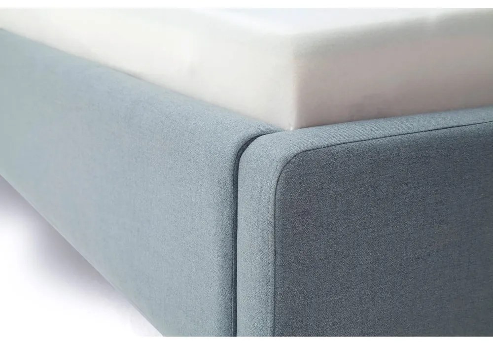 Szürkéskék kárpitozott ágyneműtartós franciaágy ágyráccsal 160x200 cm Mattis – Meise Möbel