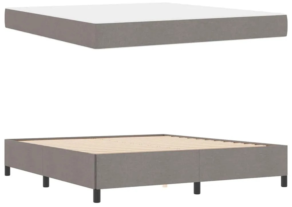 Boxrugós ágy Taupe és Fekete 180 x 200 cm Textil és mérnöki fa