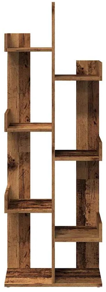 antik fa színű szerelt fa könyvszekrény 48 x 25,5 x 140 cm