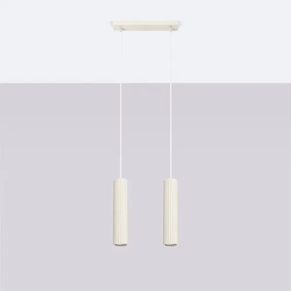 Sollux SL.1593 - Csillár zsinóron KARBON 2xGU10/10W/230V krémes