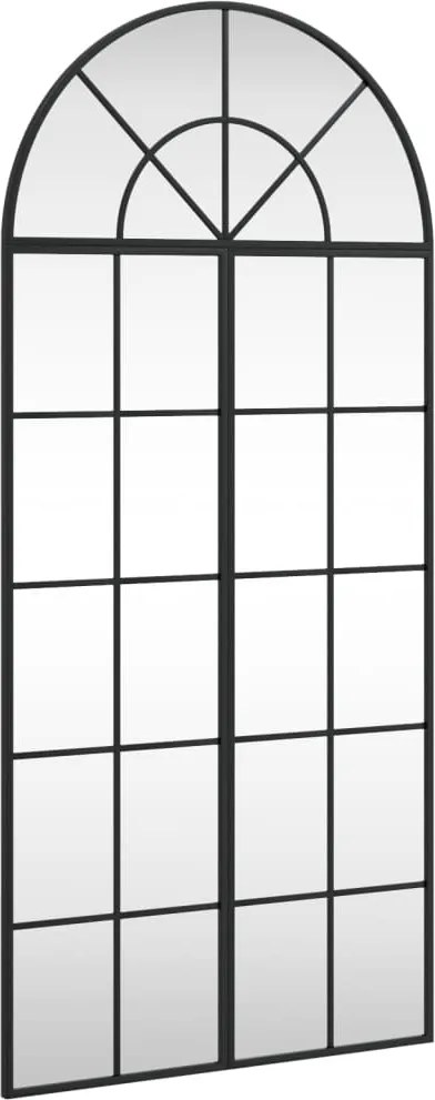 vidaXL fekete ívelt vas fali tükör 60x130 cm