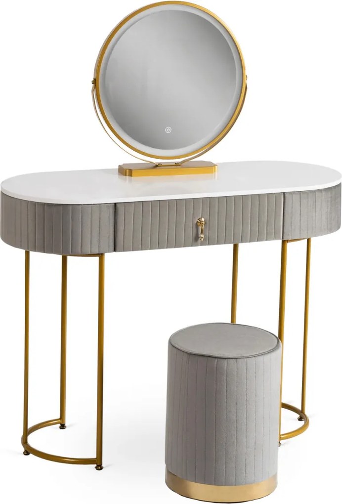 SARAH fésülködőasztal, szürke/arany