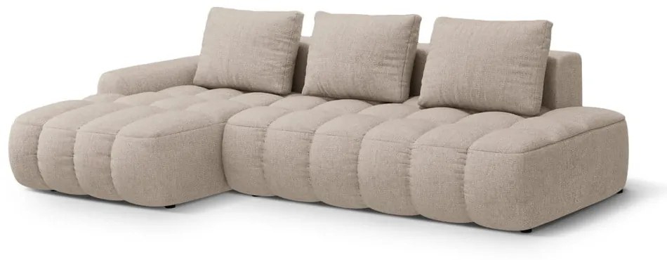 Világosbarna kinyitható-tárolóhelyes sarokkanapé (bal oldali-heverő résszel) Linz – Cosmopolitan Design