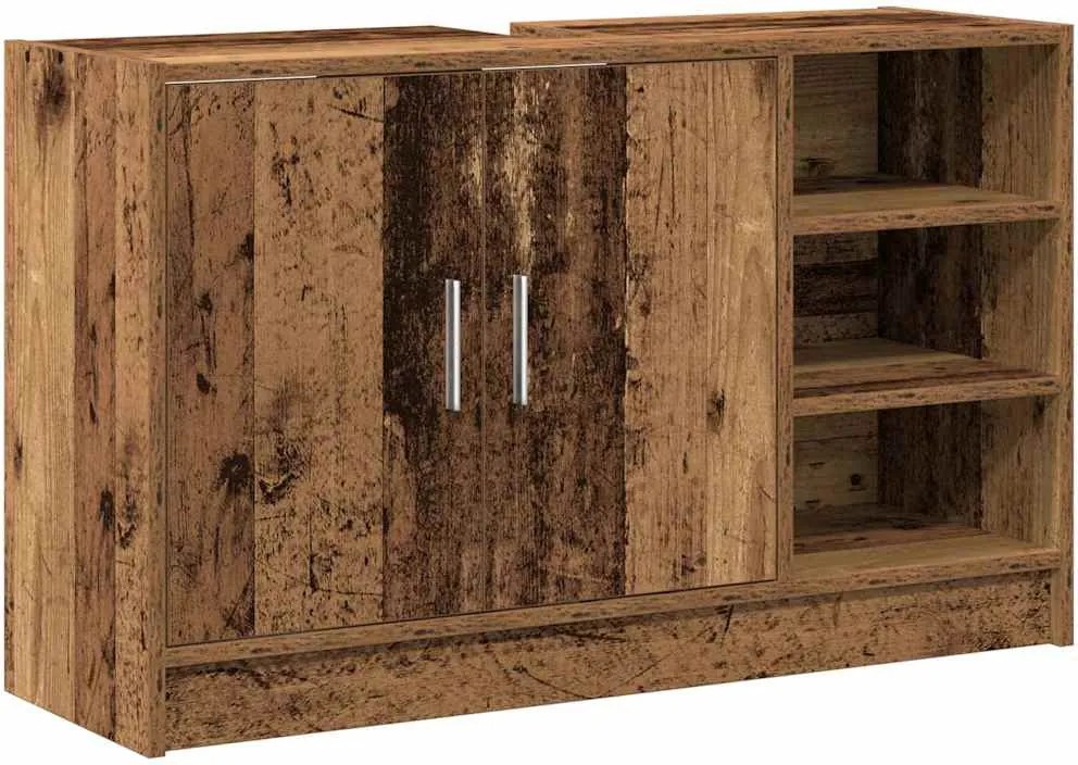 vidaXL Fürdőszoba Székény polcokkal Öreg fa 90 x 29 x 55 cm Faanyag