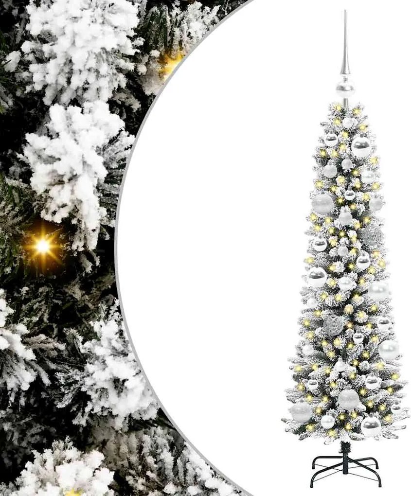 vidaXL Mű karácsonyfa 150 LED-del Fehér 120 cm PVC és Fém és Műanyag