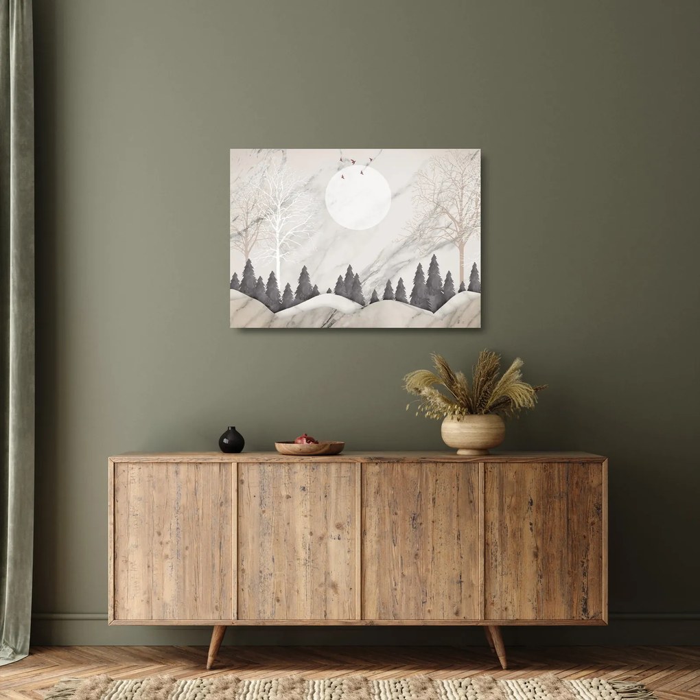 Kép - Téli táj (üvegen) (70x50 cm)