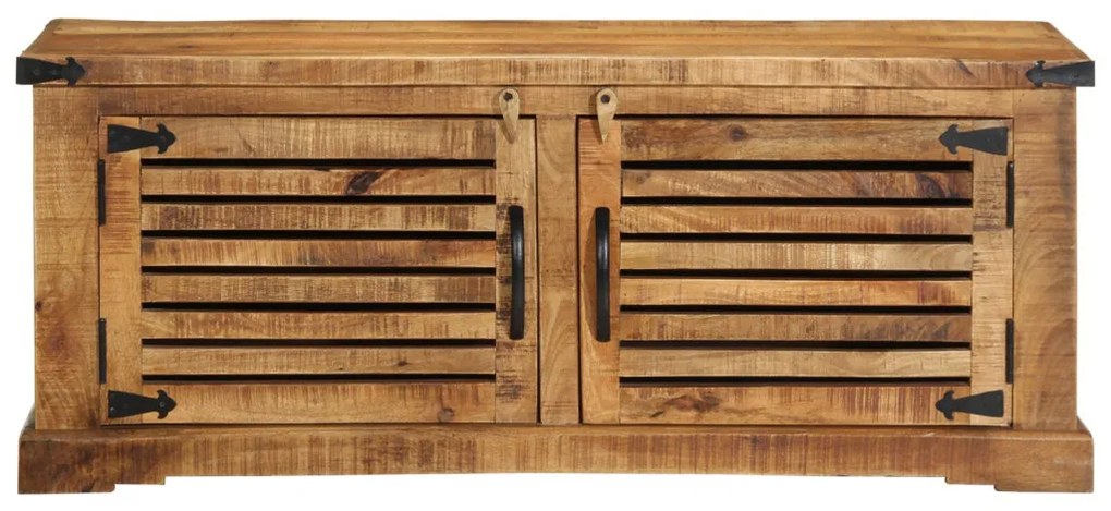 Cipőpad 110x38x45 cm Tömör Fa Rusztikus Mangó