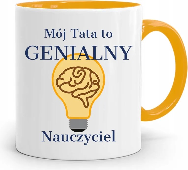 Sárga Bögre Apák Napi Ajándék Zseniális Tanár fényképes nyomtatással