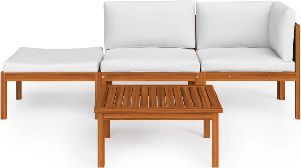 vidaXL 4 részes kerti pihenőgarnitúra párnákkal, krémszínű, 63 x 63 cm