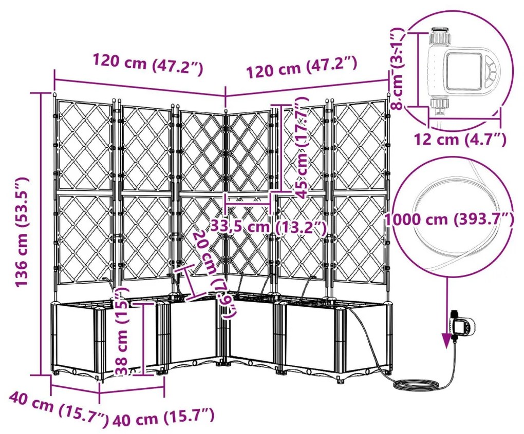 Kerti ültetők Világosszürke 120 x 120 x 142 cm Acél