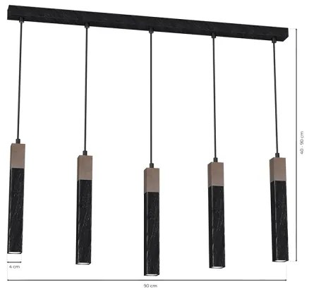 Csillár zsinóron SOLO 5xGU10/MR11/40W/230V fekete