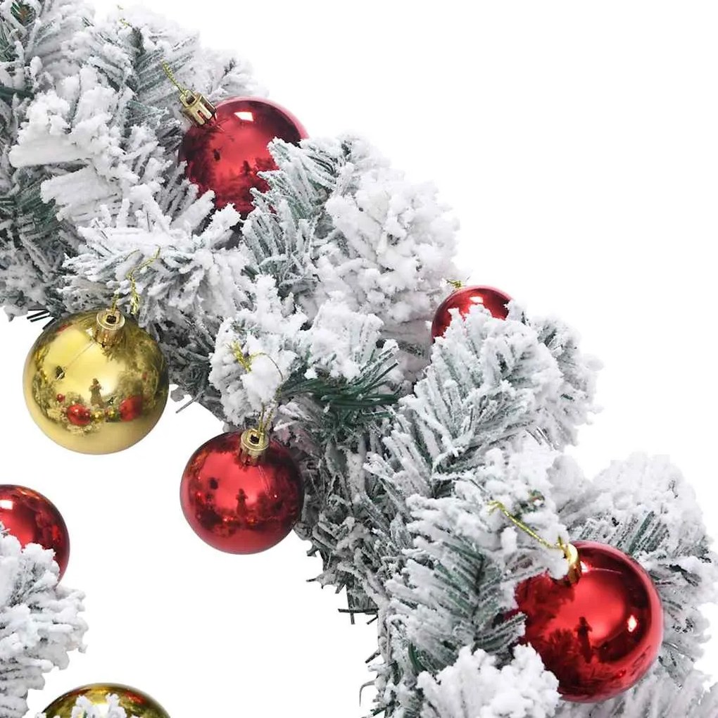zöld PVC karácsonyi füzér gömbökkel és LED-ekkel 20 m