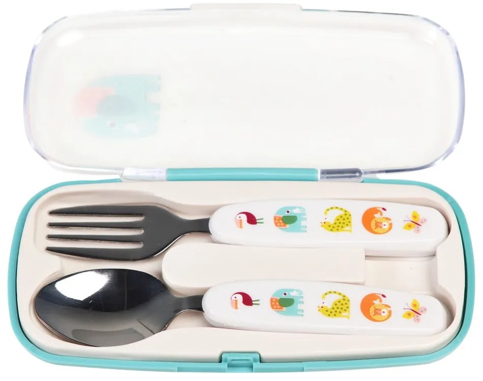 Krémszínű rozsdamentes acél gyerek evőeszköz 2 db-os Wild Wonders – Rex London