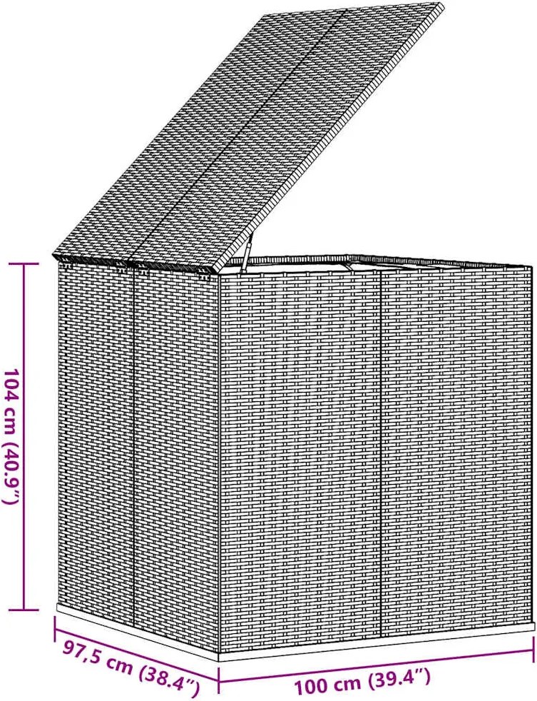 Szürke Polyrattan Kerti Párnatartó Doboz 100 X 97,5 X 104 Cm