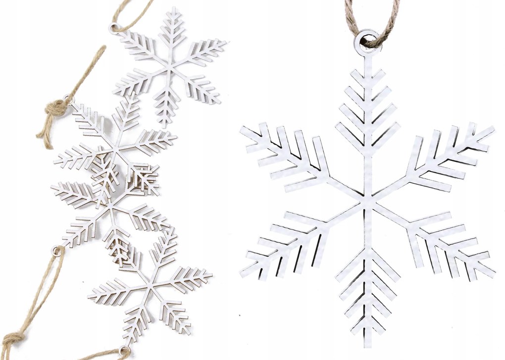 Fából Készült Bombák Hópehely fehér 5 db 20cm Limbs