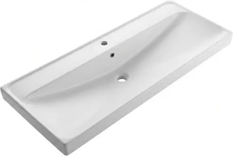 Bútor mosogató SAT Brevis 121x47,5 cm fehér fényes felülettel akkumulátor lyuk középen SATBRE12046