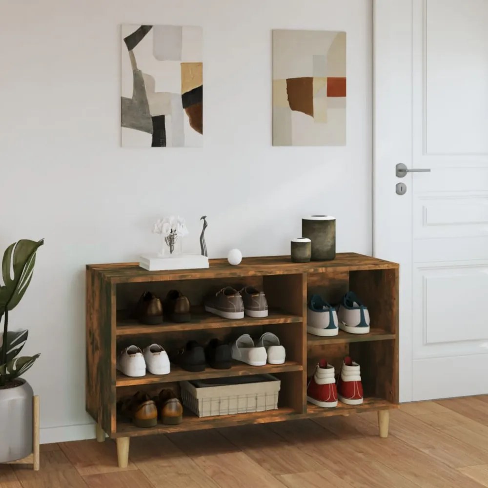 füstös tölgy színű szerelt fa cipősszekrény 102 x 36 x 60 cm