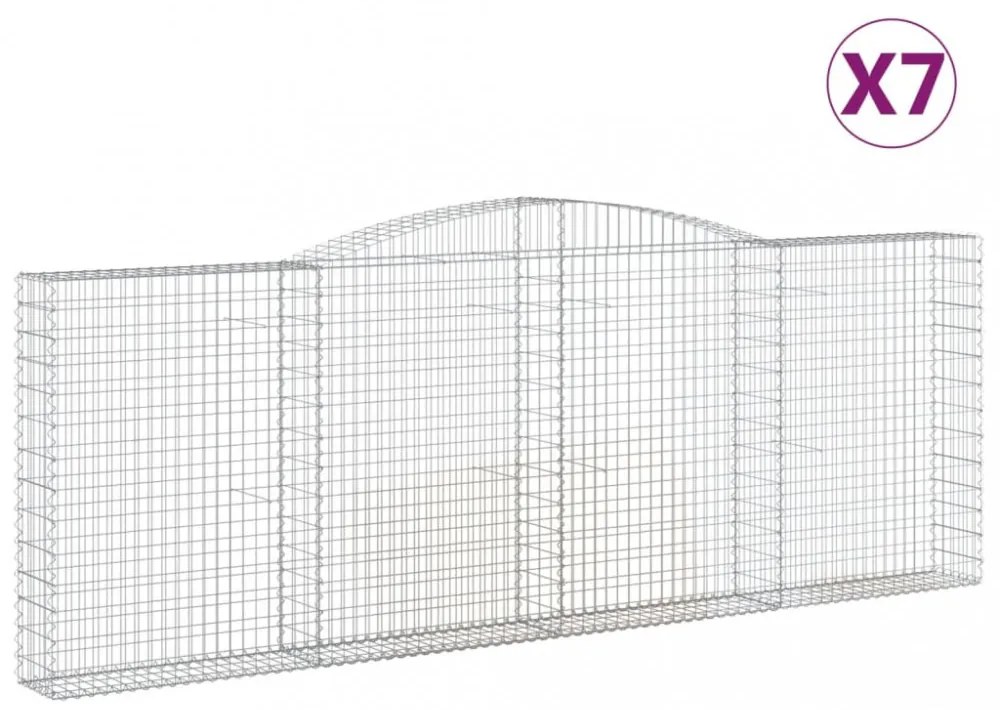 vidaXL 7 db íves horganyzott vas gabion kosár 400x30x140/160 cm