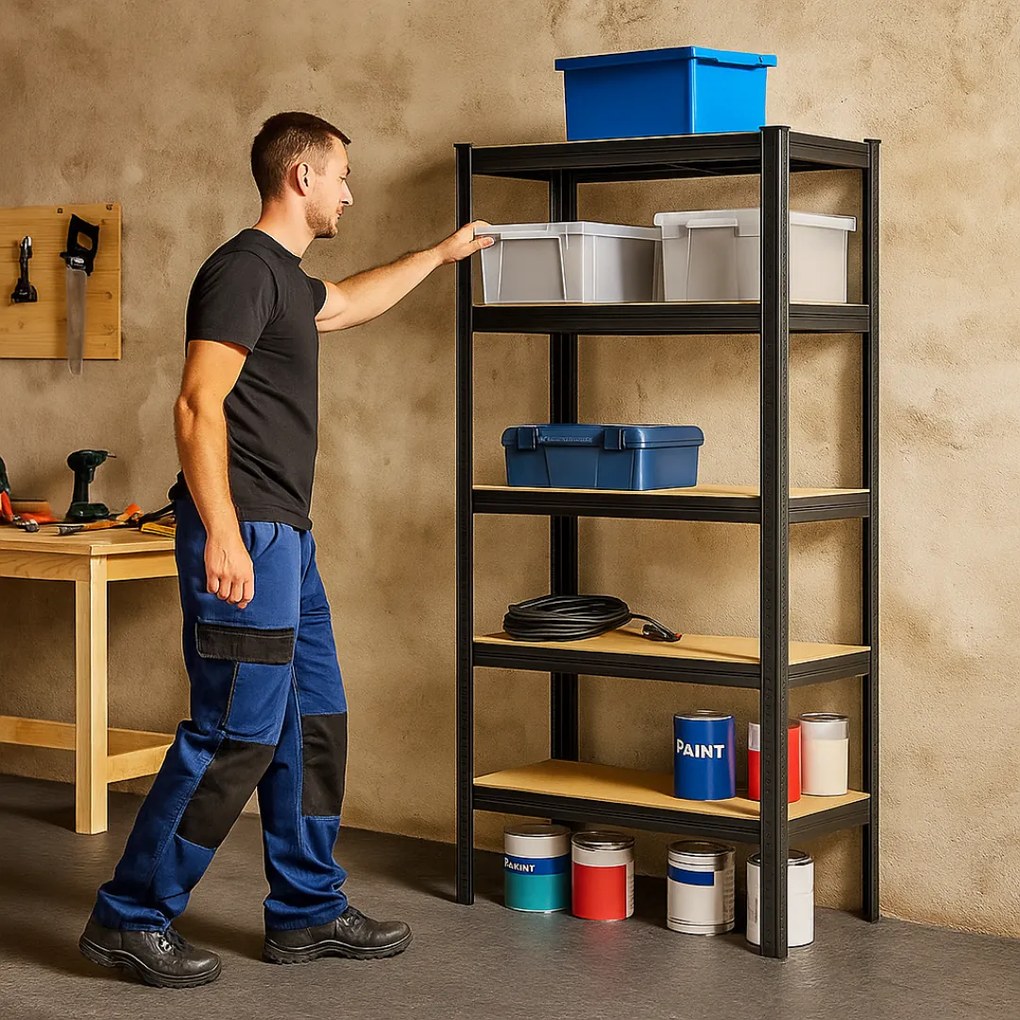 HEAVY nagy teherbírású polc, max 875kg, 90x40x180cm, fekete Jurhan