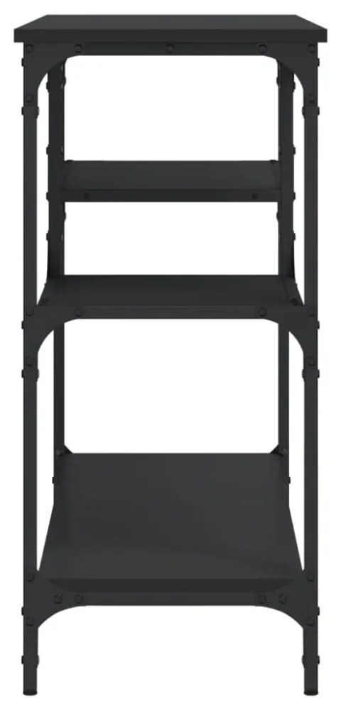 fekete tálalóasztal polcokkal 100 x 35 x 75 cm