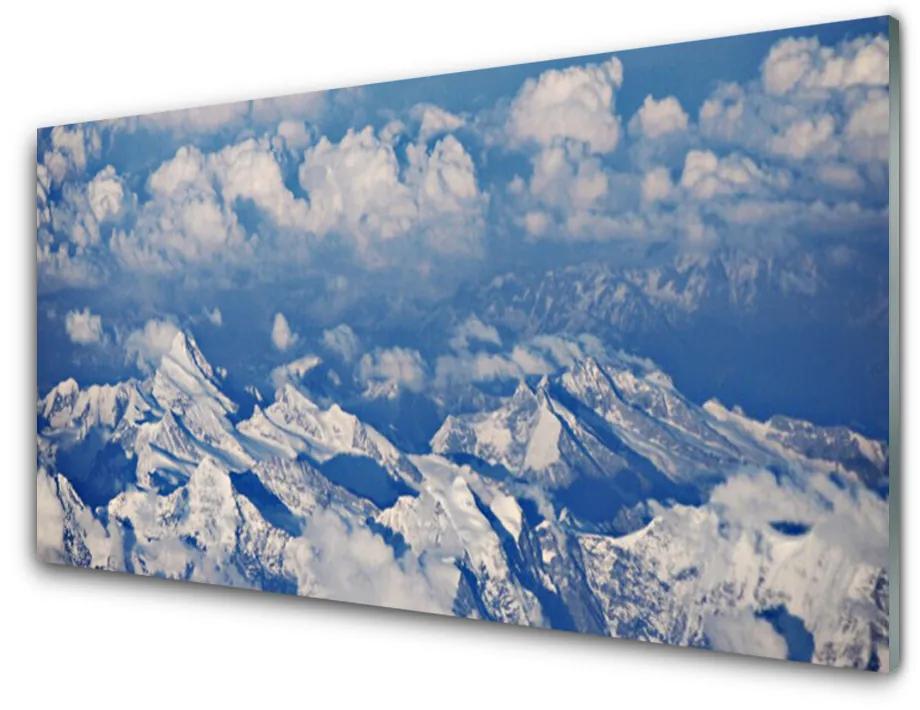 Modern üvegkép Felhők Hegyi táj 140x70 cm