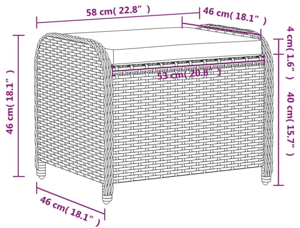 szürke polyrattan kerti szék párnával 58 x 46 x 46 cm