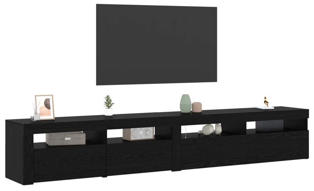 TV szekrények 2 db LED lámpával fekete tölgy szerelt fából