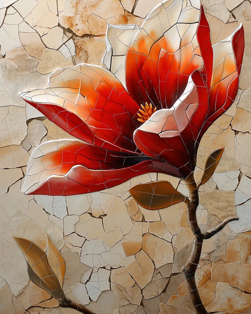 Poszter 40x50cm Mozaik üvegvirágból