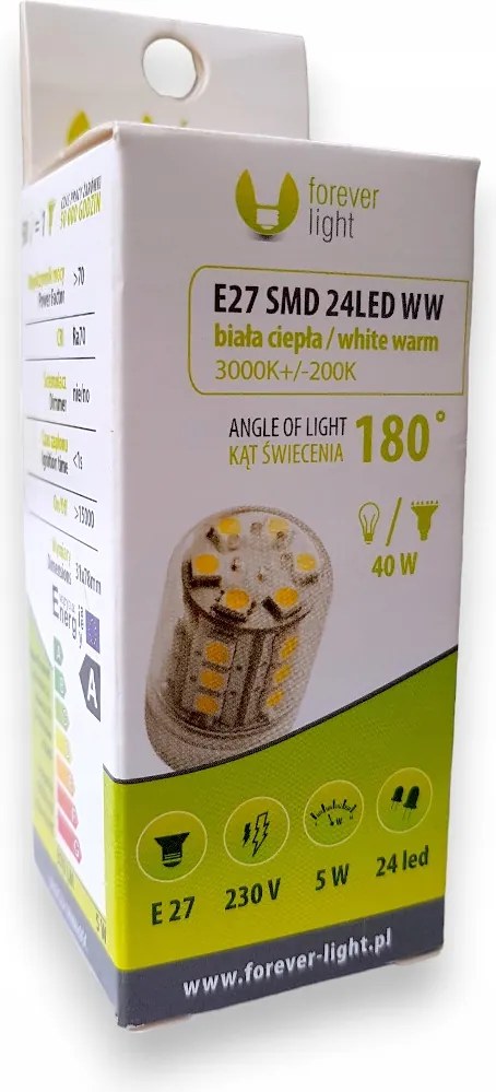 Forever 24 Led SMD5050 Wałek E27 230V 5W meleg fehér