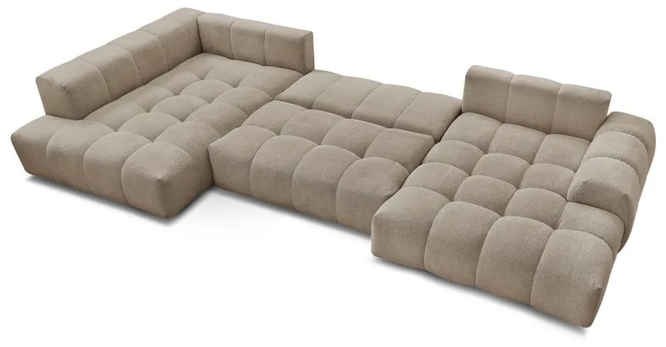 Szürkésbarna zsenília kinyitható-tárolóhelyes sarokkanapé (bal oldali-U alakú) Everest – Bobochic Paris