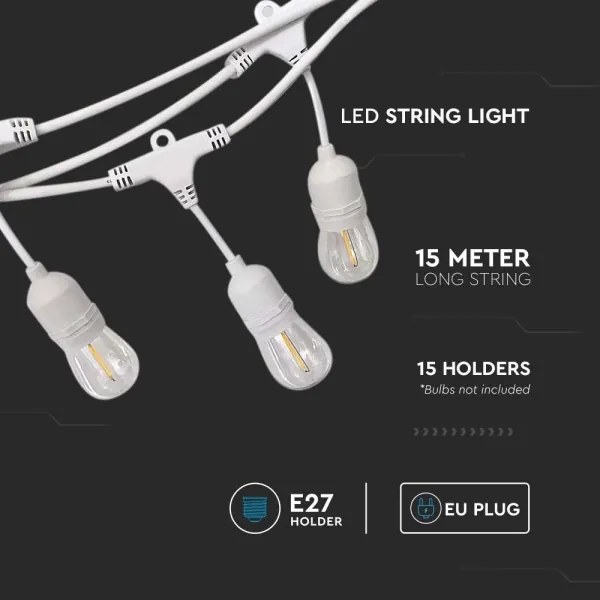 Kültéri STRING lánc 15xE27/40W/230V 15m IP65 védelemmel