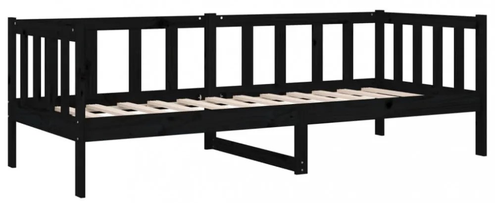 fekete tömör fenyőfa kanapéágy 90 x 190 cm