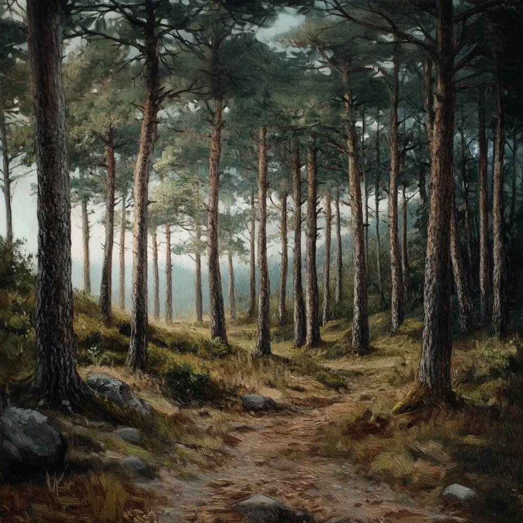 Vászonkép Canvas Tájkép Szabadtéri Erdő Fák Út Ösvény Kilátás 40x40