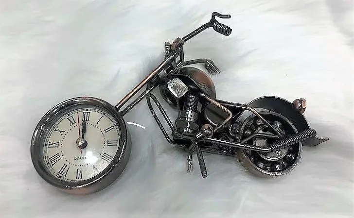 Vintage Kézzel Készült Egyedi Fém Motor Óra Motorkerékpár Makett