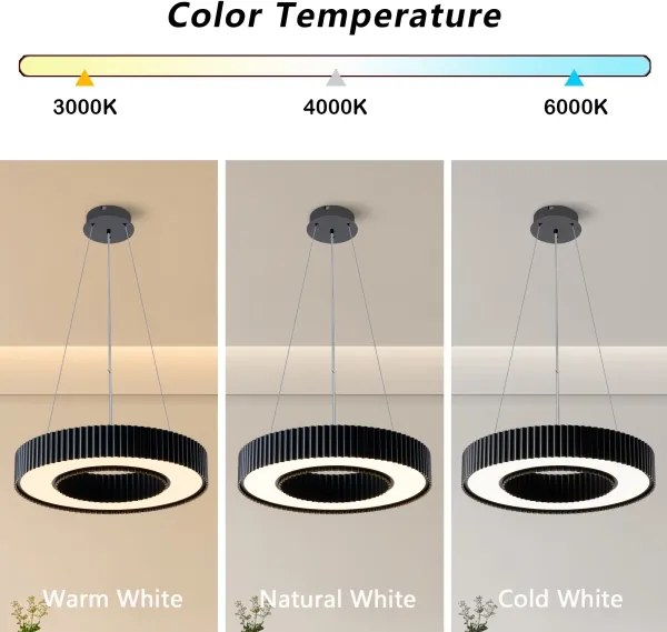 Brilagi - dimmelhető LUMIX LED csillár, 48W, 230V, 3000-6000K, fekete, Ø 50 cm + távirányítóval